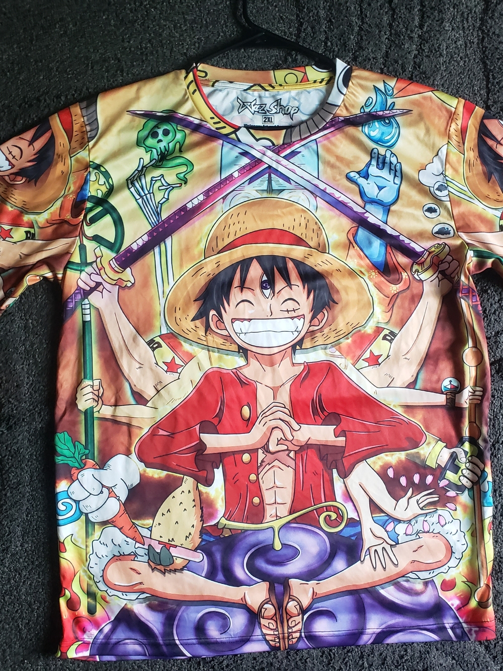 Waz Shop Monkey D. Luffy One Piece Graphic Print T-Shirt Men's 2XL